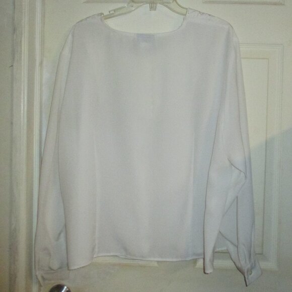 Shirt: “Jordan Woman” Sz:24W, Button Down, Round Collar, Long Sleeve, Off White - Picture 3 of 12